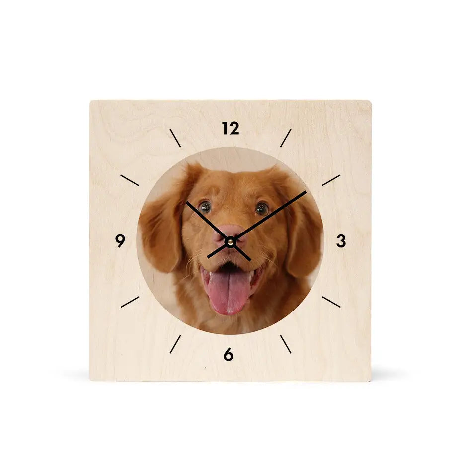 12x12 Circle Personalized Wood Clock - Natural Grain / No