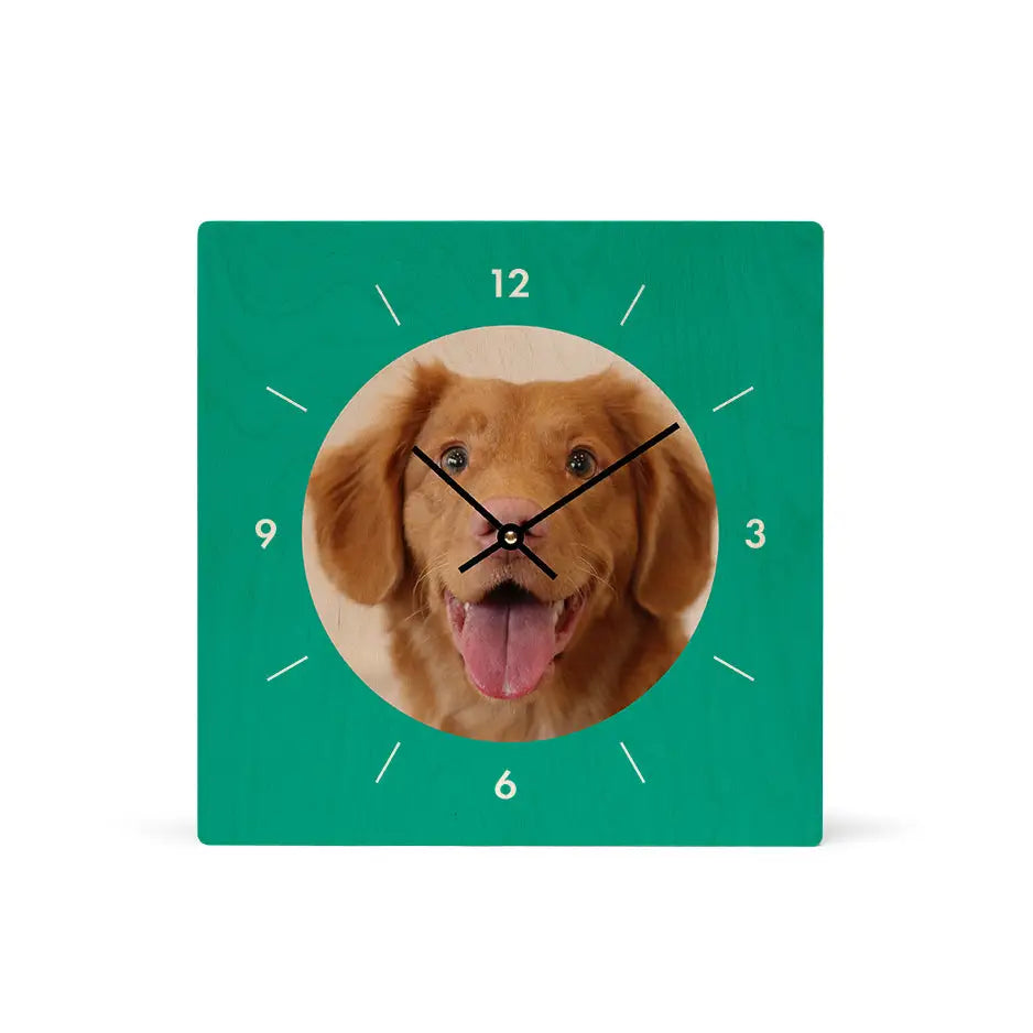12x12 Circle Personalized Wood Clock - Teal / No gift