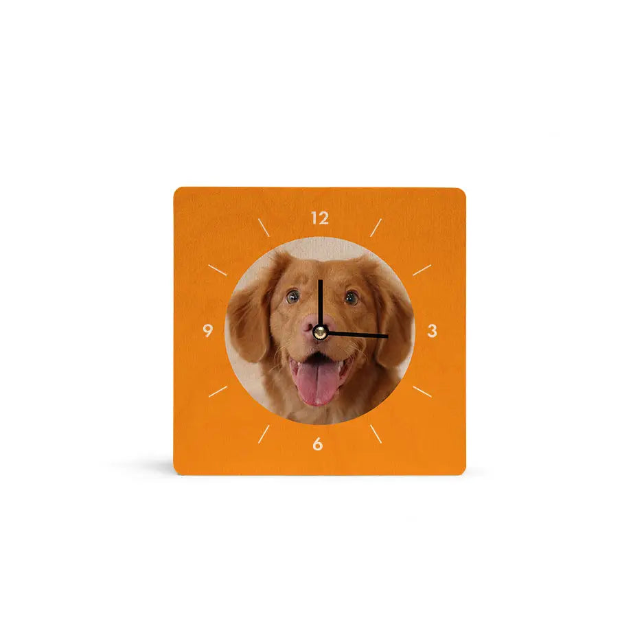6x6 Circle Personalized Wood Clock - Orange / No gift