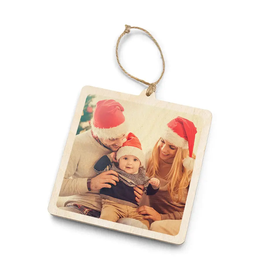 Print on Wood Square Ornament - No gift wrapped / No Burlap