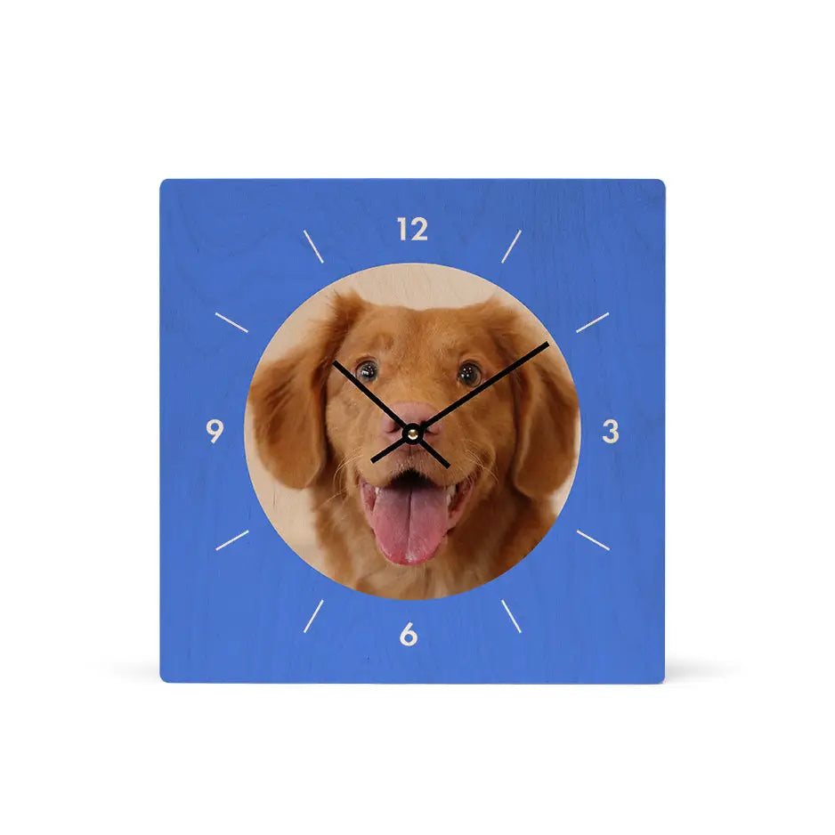 12x12 Circle Personalized Wood Clock - Blue / No gift