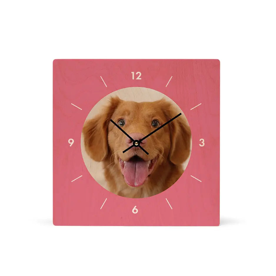 12x12 Circle Personalized Wood Clock - Pink / No gift