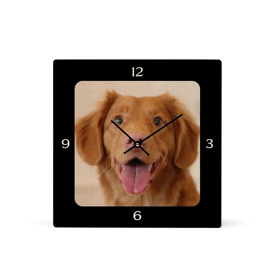 12x12 Square Personalized Wood Clock - Black / No gift