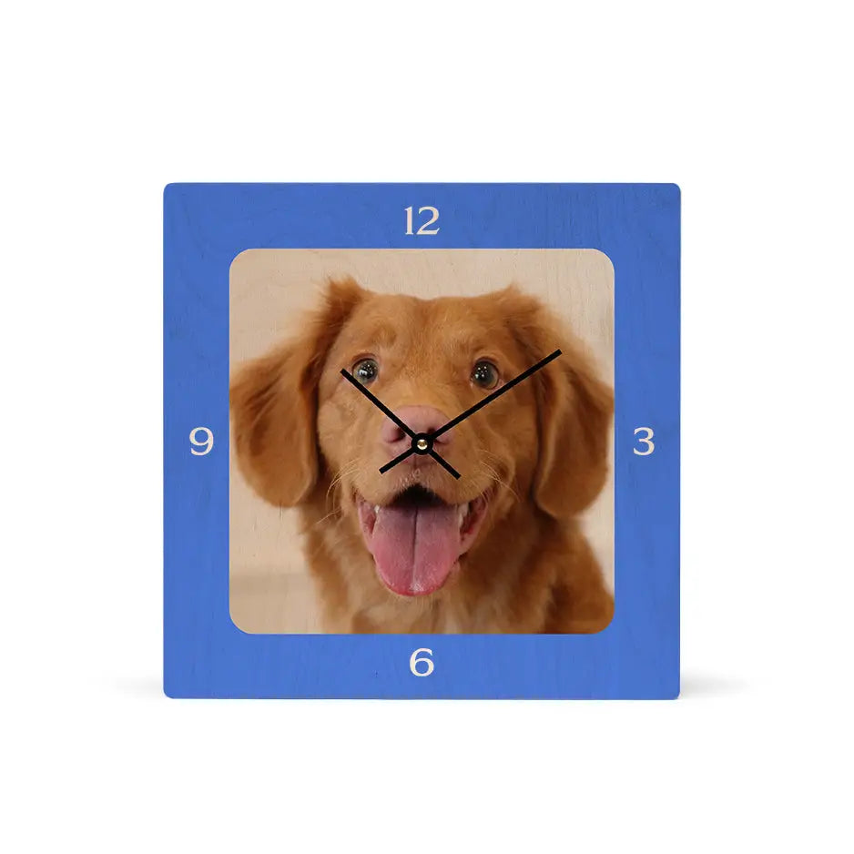 12x12 Square Personalized Wood Clock - Blue / No gift