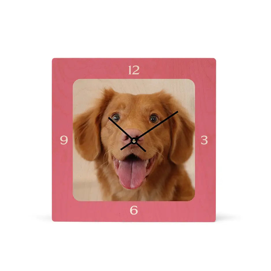 12x12 Square Personalized Wood Clock - Pink / No gift