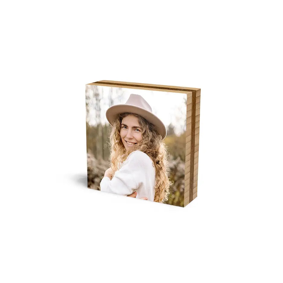 6x6 Bamboo Wood Photo Block - No gift wrapped