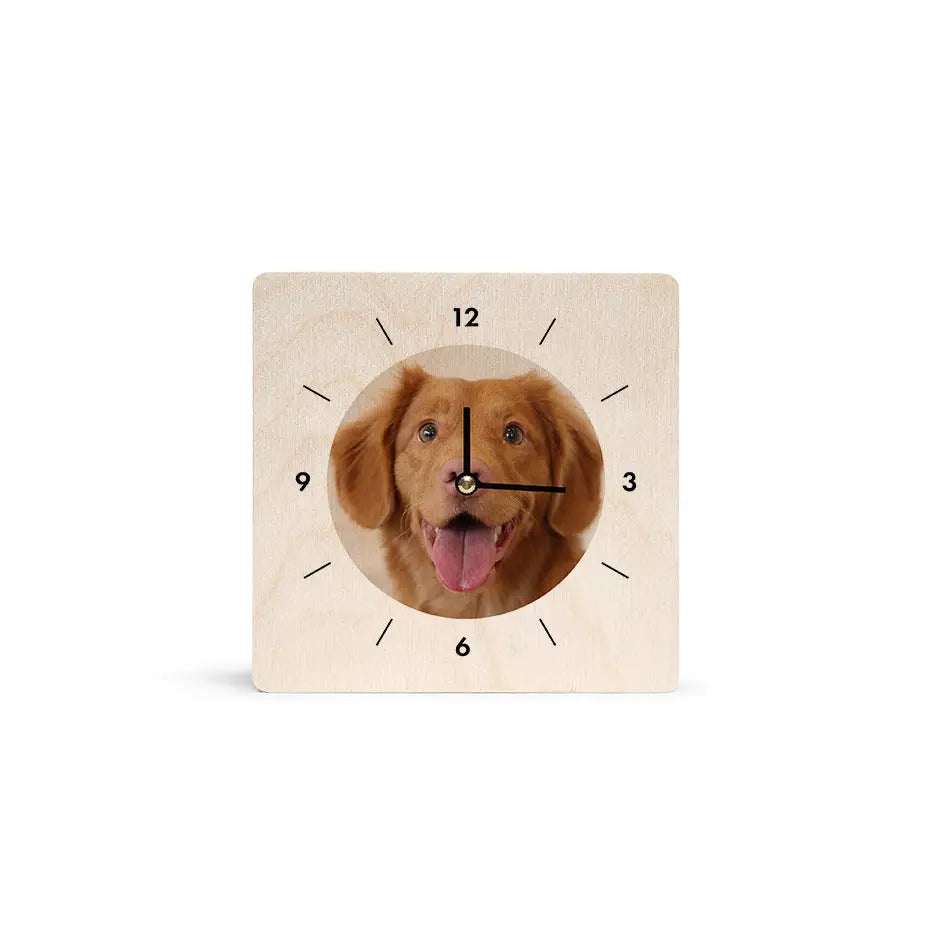 6x6 Circle Personalized Wood Clock - Natural Grain / No gift