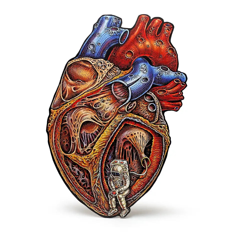 EMEK Large Space Heart Printers Proof on Birch Wood – Prints On Wood