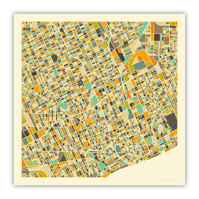 Detroit Map Blue Discover Vibrant Jazzberry Blue Detroit Map - Hang-Ready Birch Wood Art ...